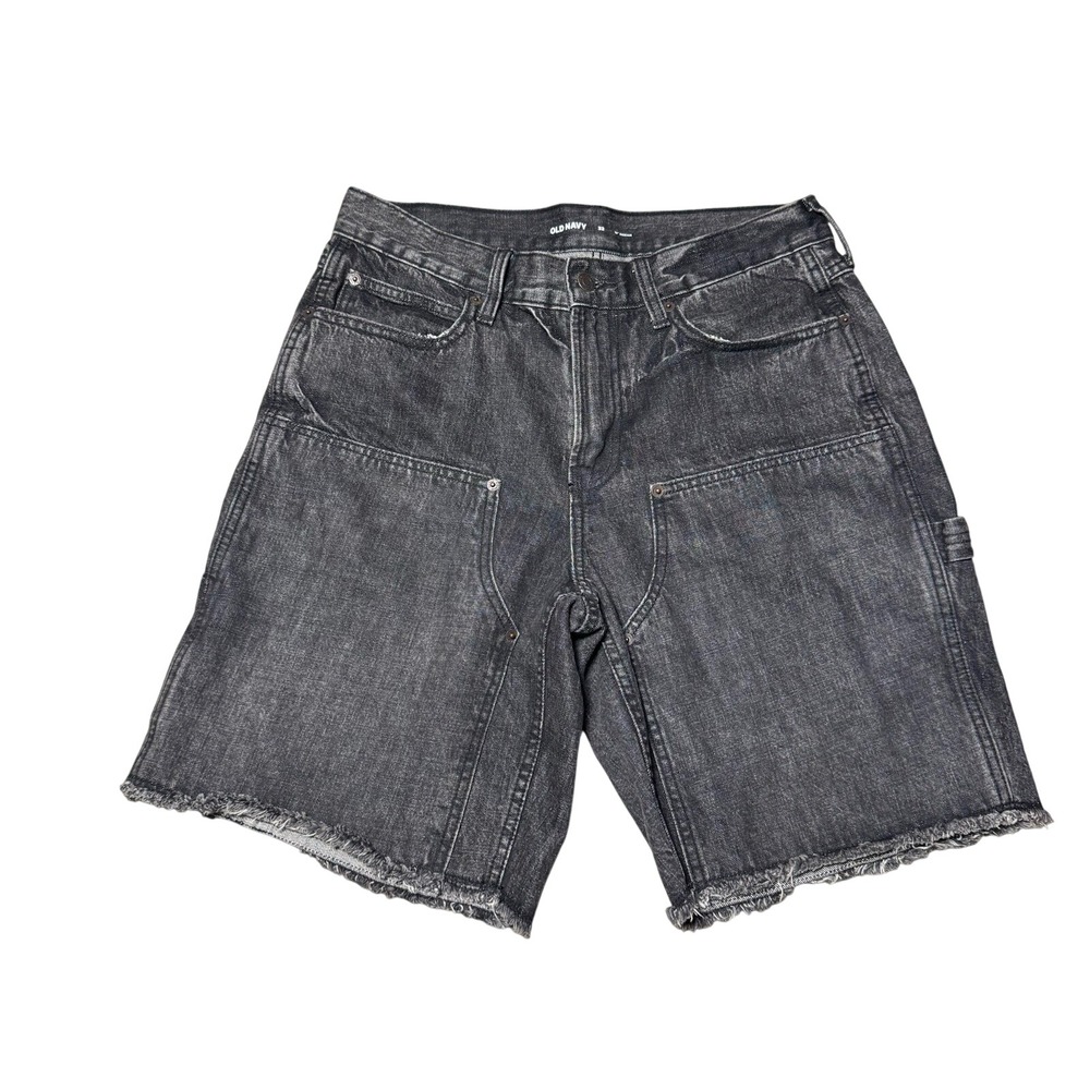 Old Navy Mens Carpenter Shorts‎ Black Denim Double Knee Workwear 32 10 Inseam